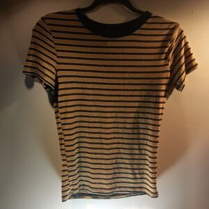 Forever 21 Multicolor Striped Tee with Black Trim